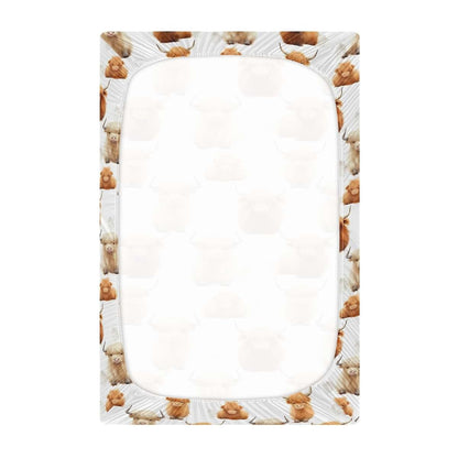 KEIGE Highland Cow Pattern Fitted Crib Sheet
