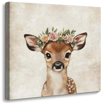 ORIDOMY Cute Deer Wall Art for Baby Nursery 12x12 Canvas Print