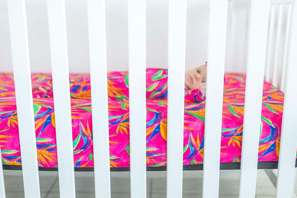 Florida Kid Co. Bird Of Paradise Fitted Crib Sheet For Standard Crib And Toddler Mattresses