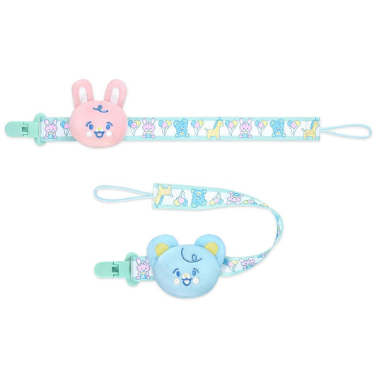 Littleforbig Adult Pacifier Clips Set - Pink Bunny And Blue Bear 2-Pack