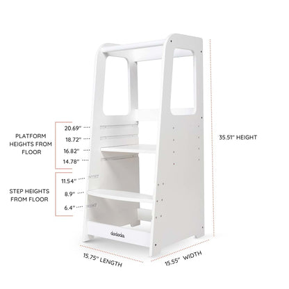 Dadada Baby Montessori Toddler Tower Adjustable Kids Step Stool White