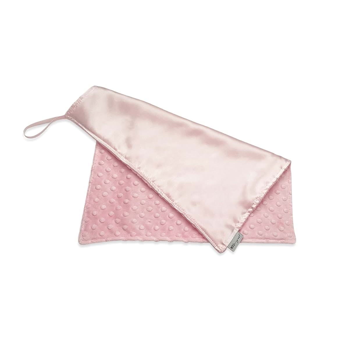 MEG ORIGINAL Baby Girl Security Blanket, Pink Satin and Minky Dot with Loop (photo 2)