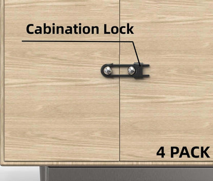 Jola's House 4-Pack Sliding Cabinet Door Code Locks, Adjustable U-Shaped, Grey