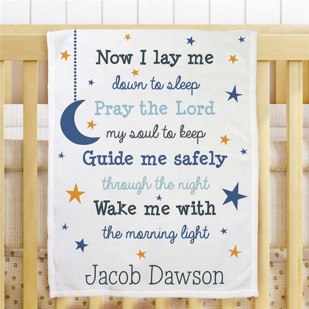 GiftsForYouNow Now I Lay Me Down to Sleep Personalized Fleece Prayer Baby Blanket, 30 x 40 Inches (photo 2)