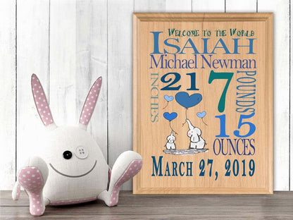 Broad Bay Personalized New Baby Boy Gift Sign Announcement Nursery Décor Art for Newborn Boys New Parents Mom or Dad