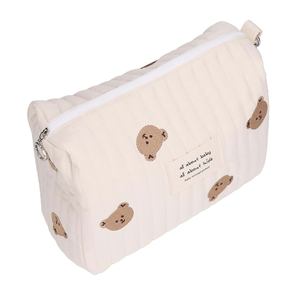 TIKATARER Wet Bags, Small Diaper Bag Tote Bag Quilted Cotton Cute Bear Embroidery Pattern Nappy Diaper Storage Bag with