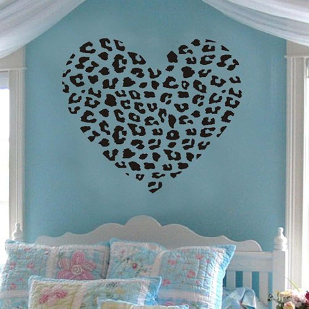 Newsee Decals 23.6" X 25.6" Cheetah Spot Print Heart Wall Sticker Decal for Home Decor Nursery Kids Room Removable
