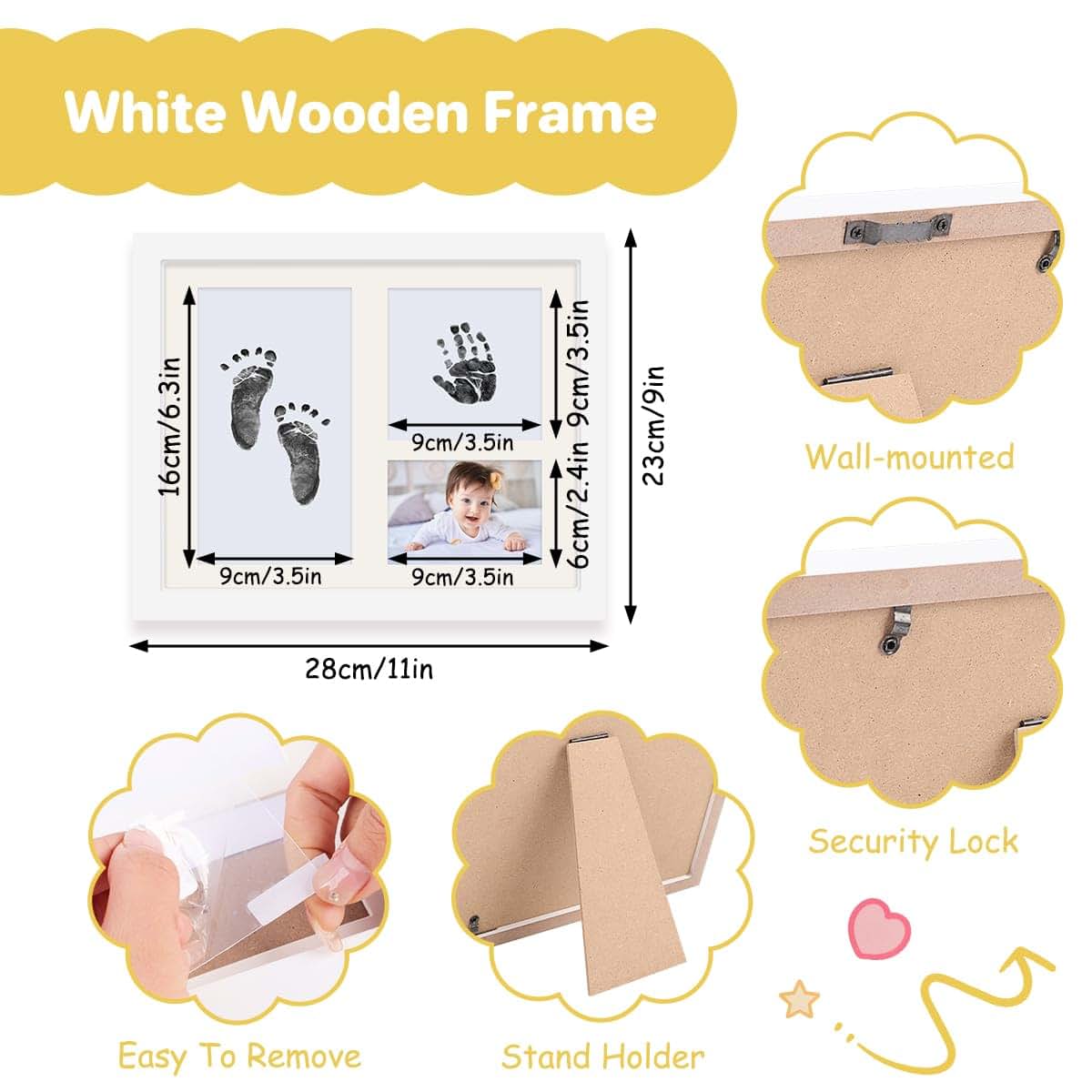Beboan Hand and Footprint Kit with Keepsake Frame and DIY Stickers (photo 2)
