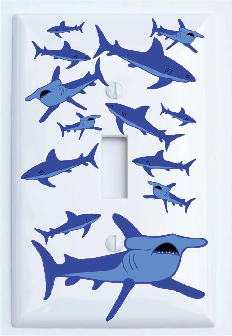 Presto Wall Decals Single Toggle Shark Attack Light Switch Plates Covers/Sharks Childrens Nursery Wall Decor (Single