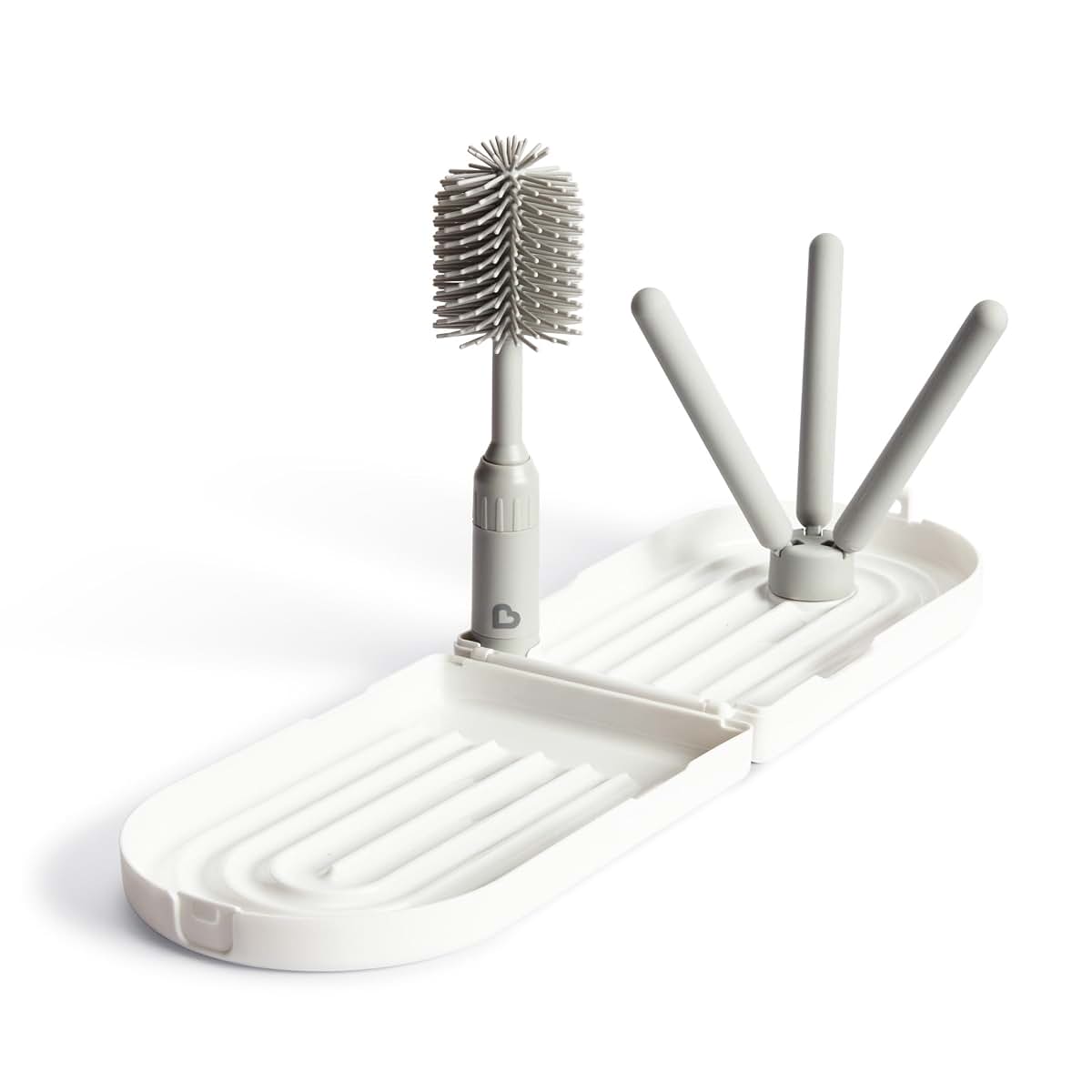 Munchkin Travel Baby Bottle Drying Rack with Silicone Bottle Brush - Foldable for On-the-Go Use