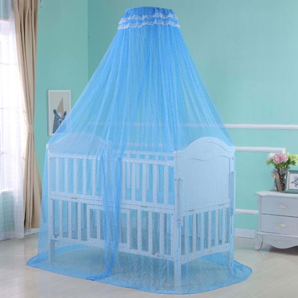 RuiHome Baby Crib Bed Mosquito Net Blue Palace-Style Dome Netting Curtain
