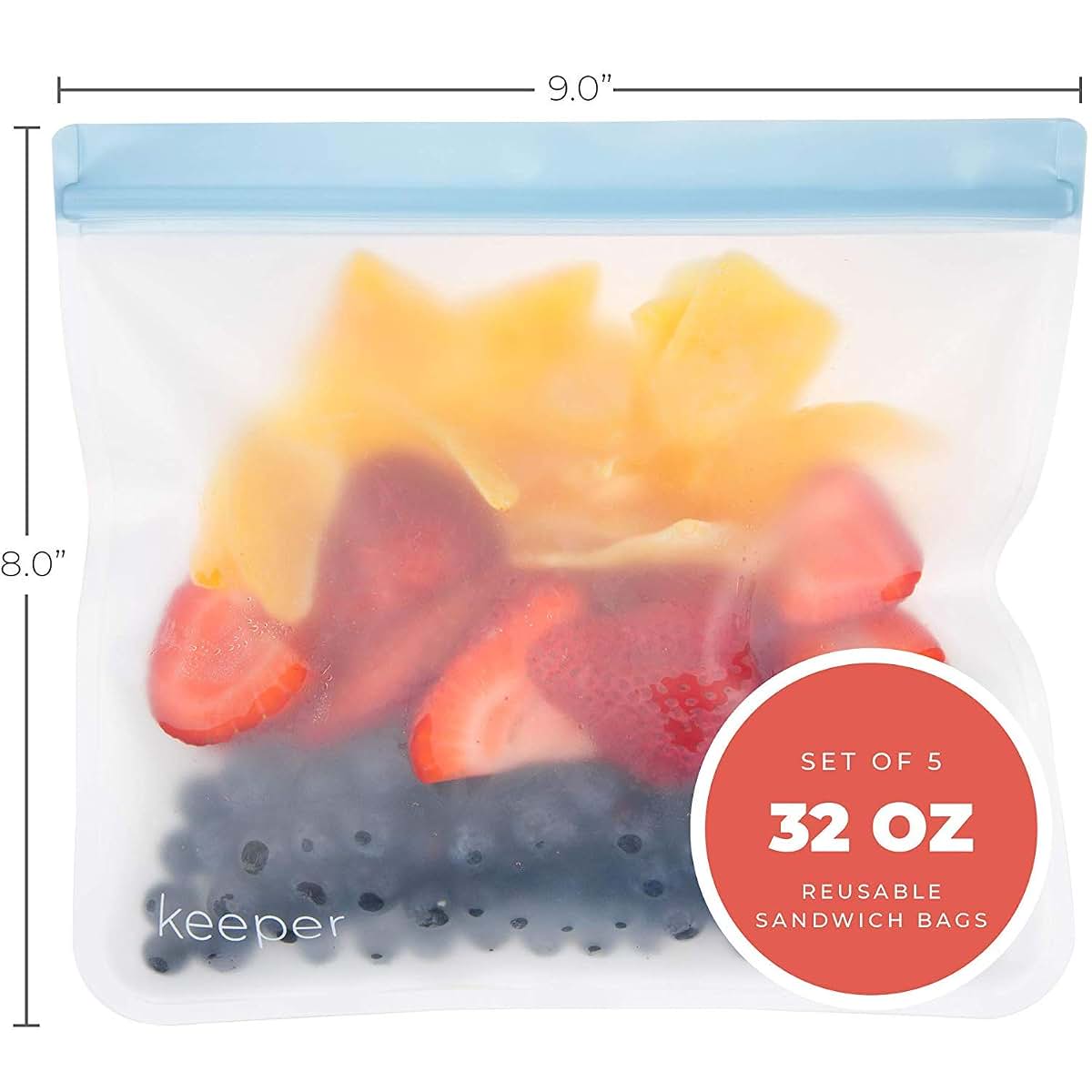 Keeper Life Reusable Sandwich Bags, Set of 5