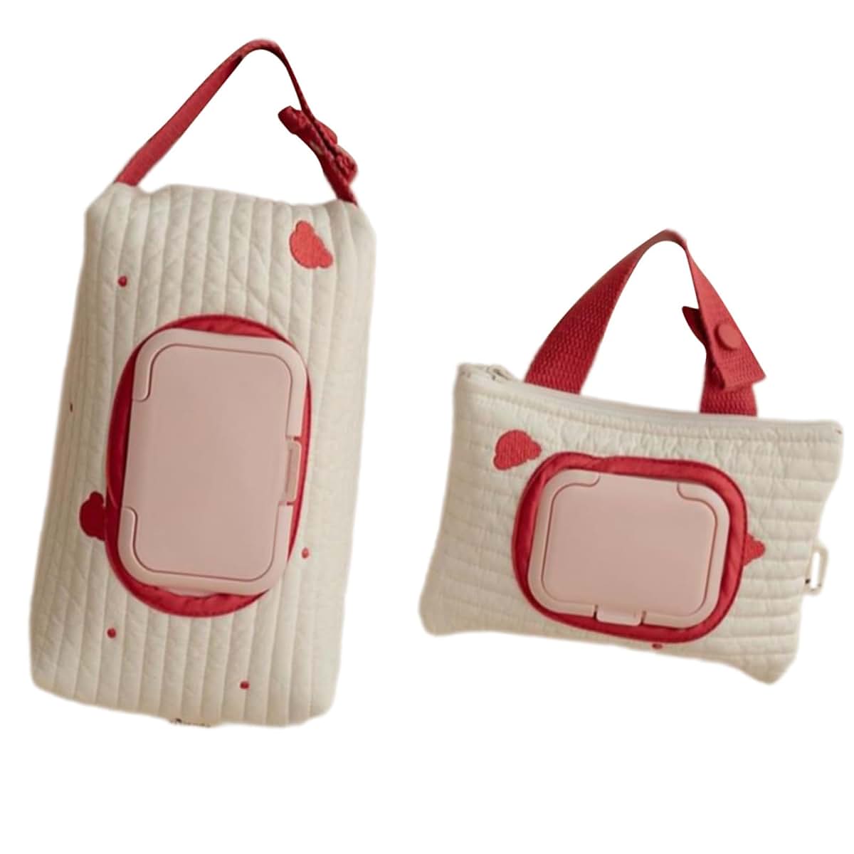 Blulily Embroidered Bear Stroller Wet Wipe Pouch - Red 1