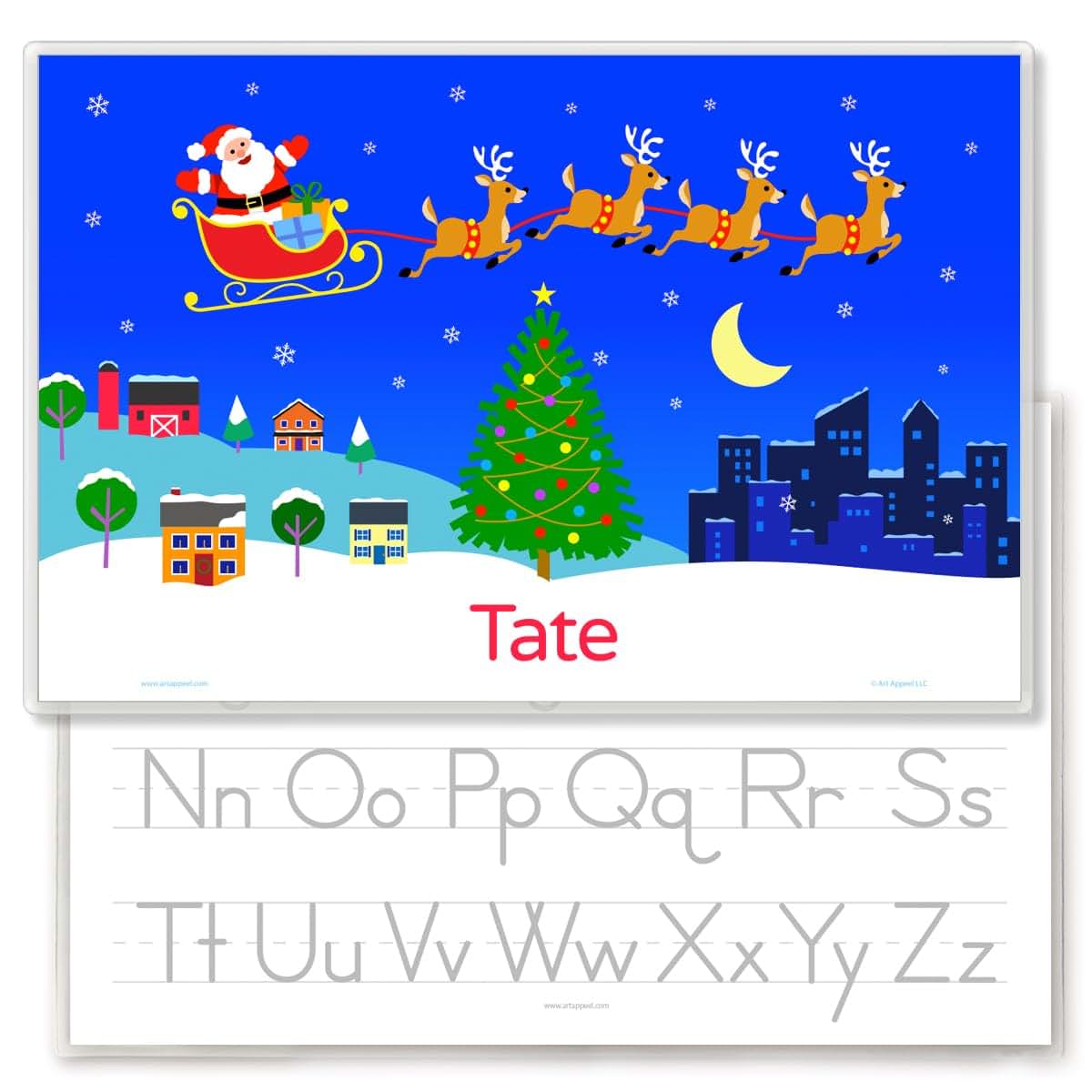 Art Appeel Santa Clause Town Personalized Christmas Placemat For Kids