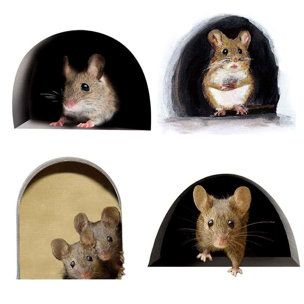 Realistic Mouse Hole Wall Sticker Decal for Home Decor Art