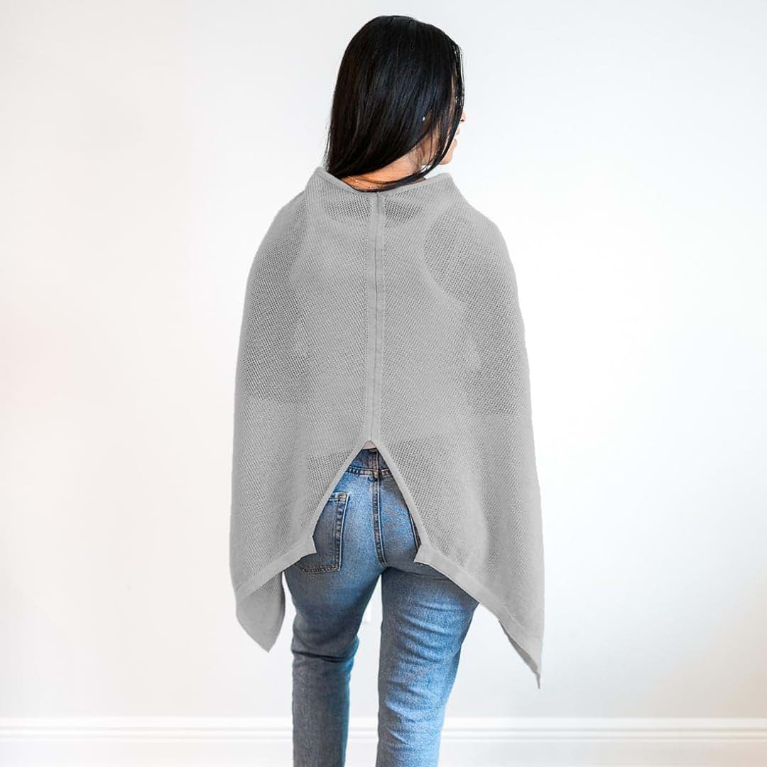Mommee Bee Nursing Cover in Gray, One Size Breathable Cotton (photo 4)