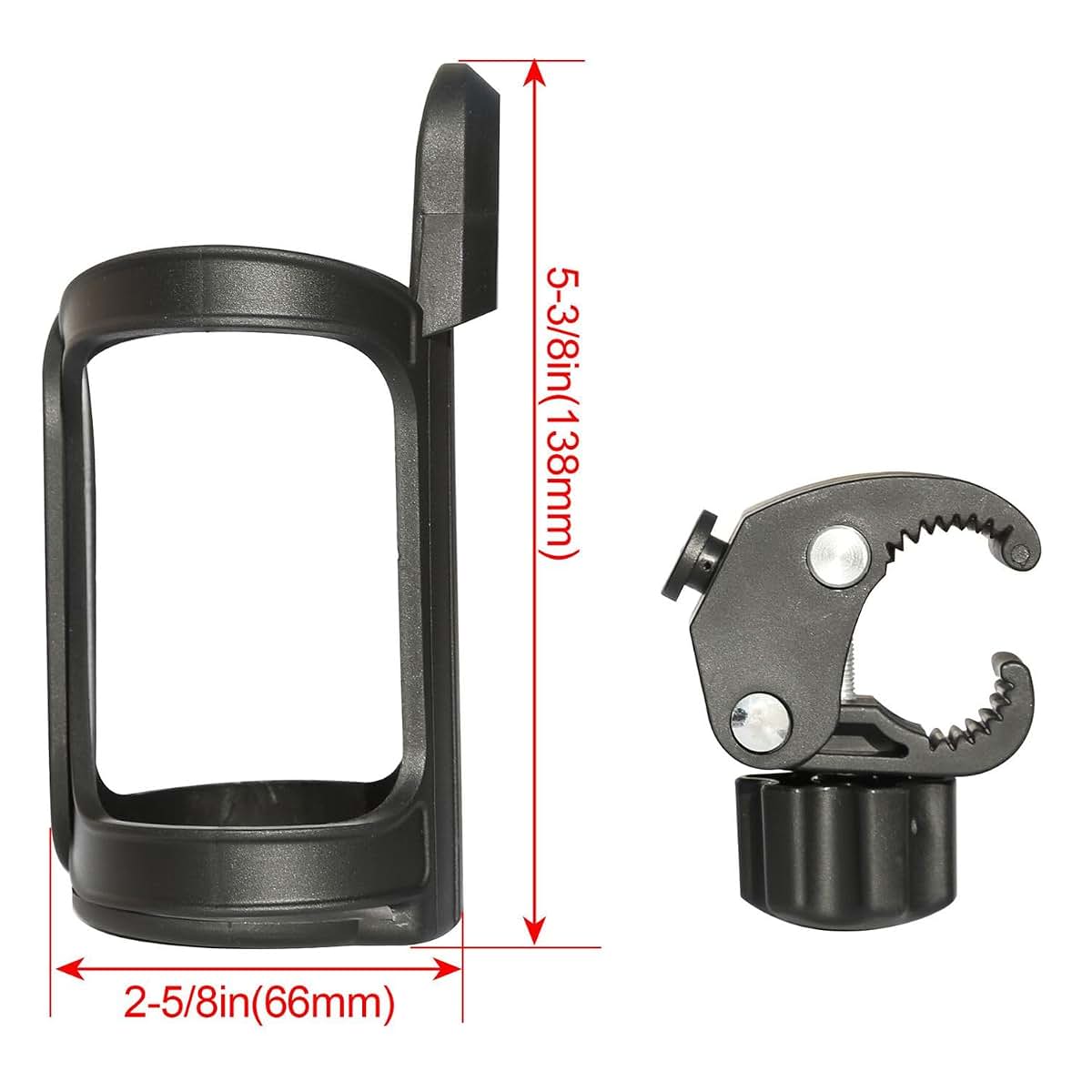 WXCHISU Universal 360° Beverage Cup Holder for Strollers, Bikes, Wheelchairs, ABS Plastic, Black