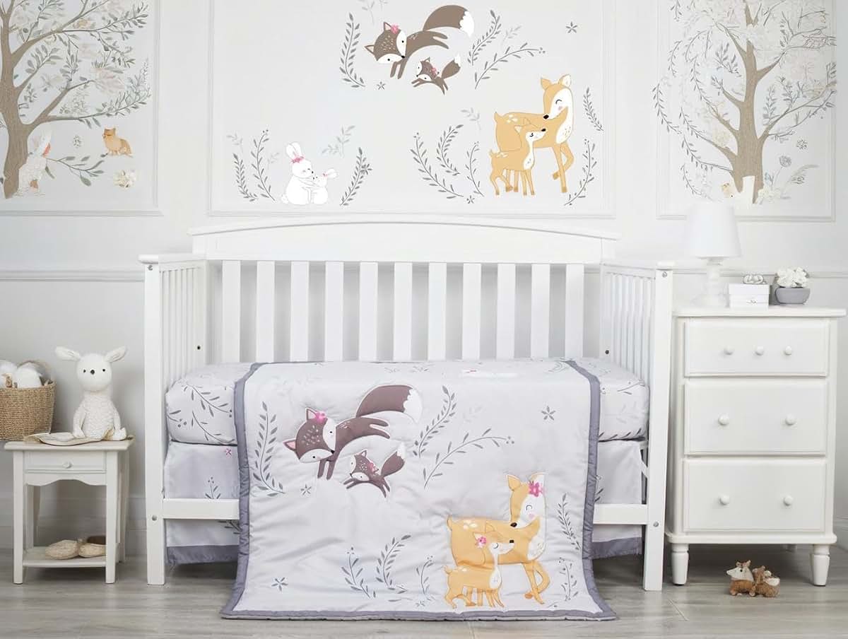 JHLCARPET Safari World Baby Crib Bedding Set, 3pcs