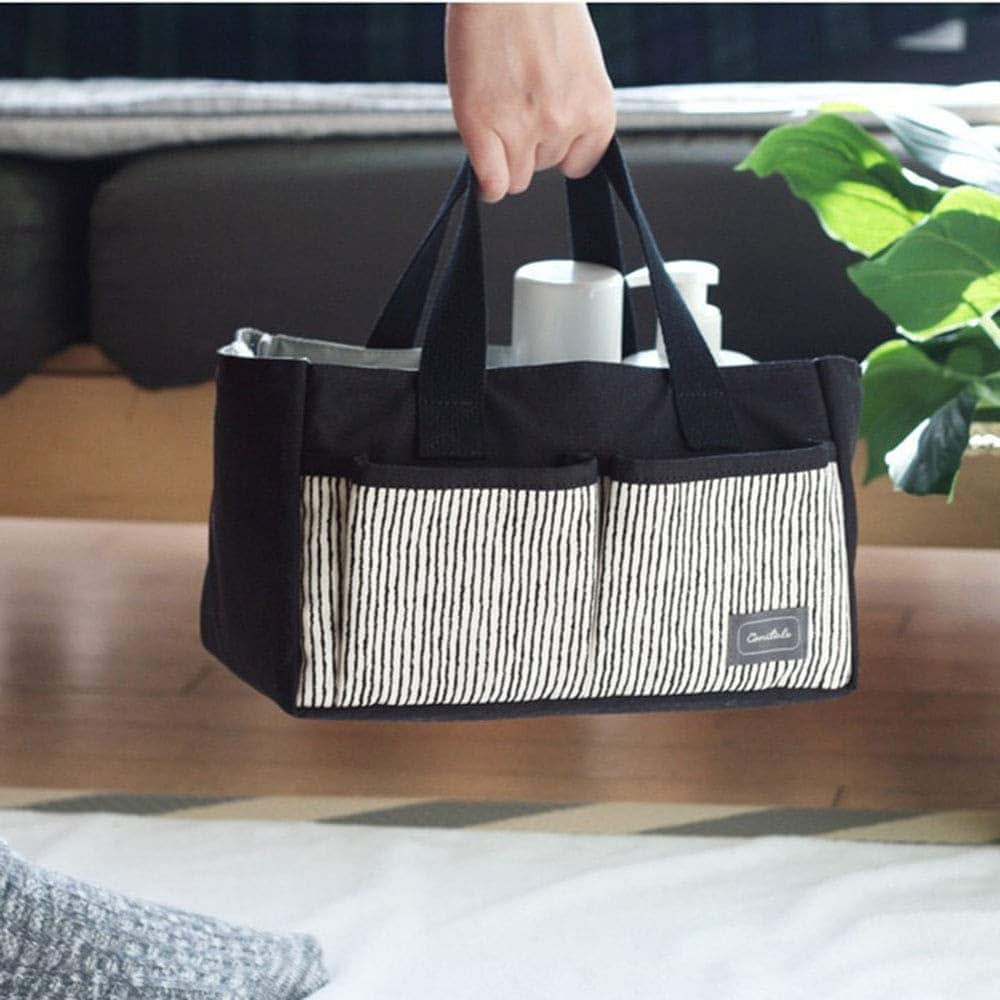 Caroline Baby Diaper Caddy Bag - Nursery Storage Bin for Diapers, Wipes & Toys - Diaper Caddy Tote (Black) (photo 3)