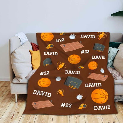 L&NG Baby Blanket Personalized with Name, Custom Basketball Blanket with Name, Basketball Blankets for Kids Adults (photo 2)