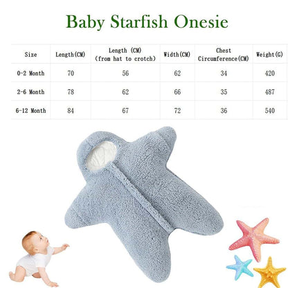 Zureto Baby Starfish Onesie Thick Fleece Wearable Sleeping Bag for Newborns