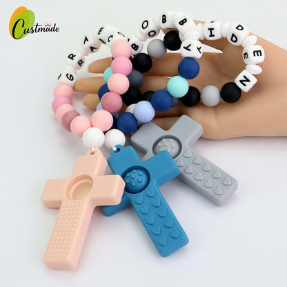 Custmade Customizable Silicone Rosary with Name - Light Pink (photo 4)