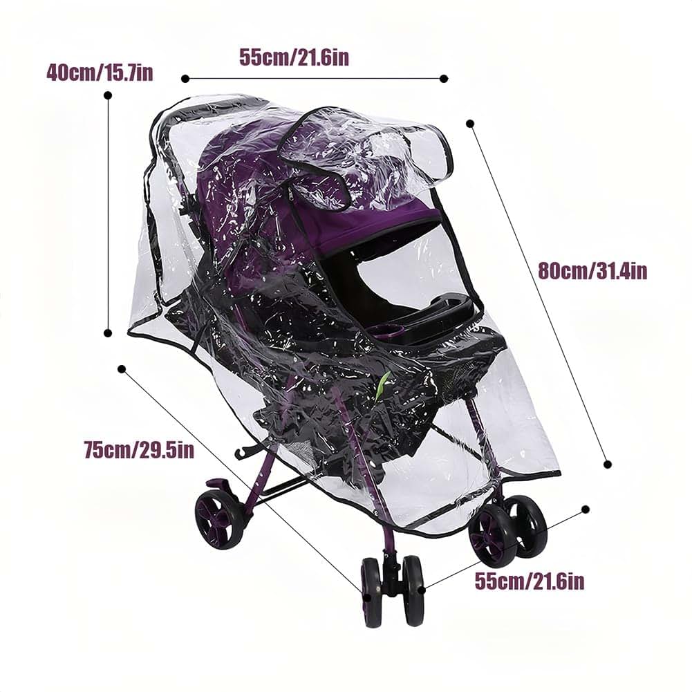 Msiud Clear Stroller Rain Cover, Waterproof, Windproof Barrier for Travel (photo 4)