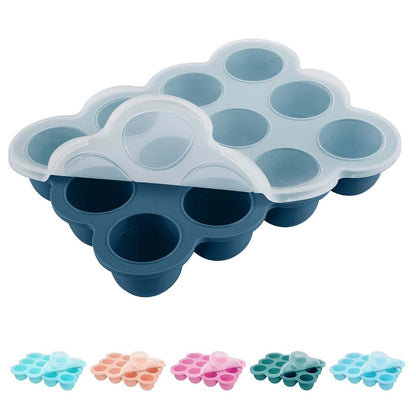HIWOOD Silicone Freezer Tray with Lid, 12 x 1.5oz Pods, Midnight Blue