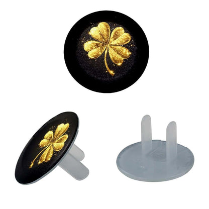 CDGIRUOWUNV Baby Safety Outlet Plug Electrical Socket Covers, Gold Four Leaf Clover (1) (photo 2)