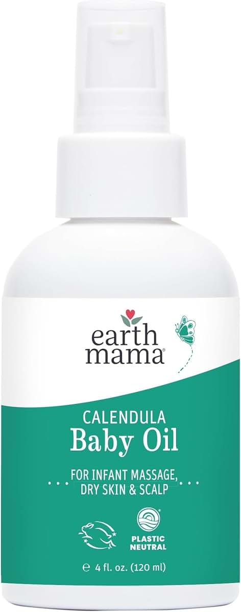Earth Mama Calendula Baby Oil - Massage and Moisturizing Body Oil for Infants