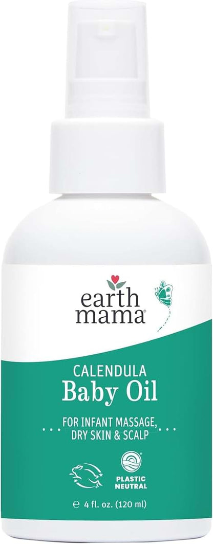 Earth Mama Calendula Baby Oil - Massage and Moisturizing Body Oil for Infants