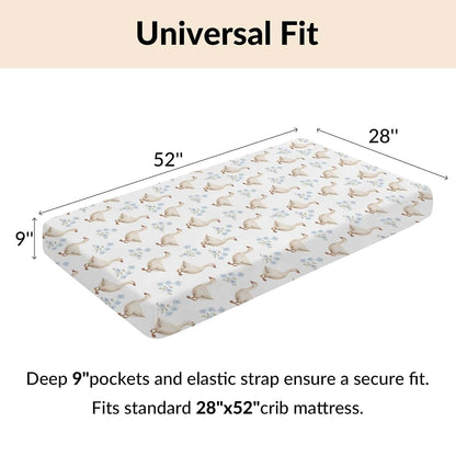 Vintage Geese Boho Floral Fitted Crib Sheets for Standard Crib Mattress