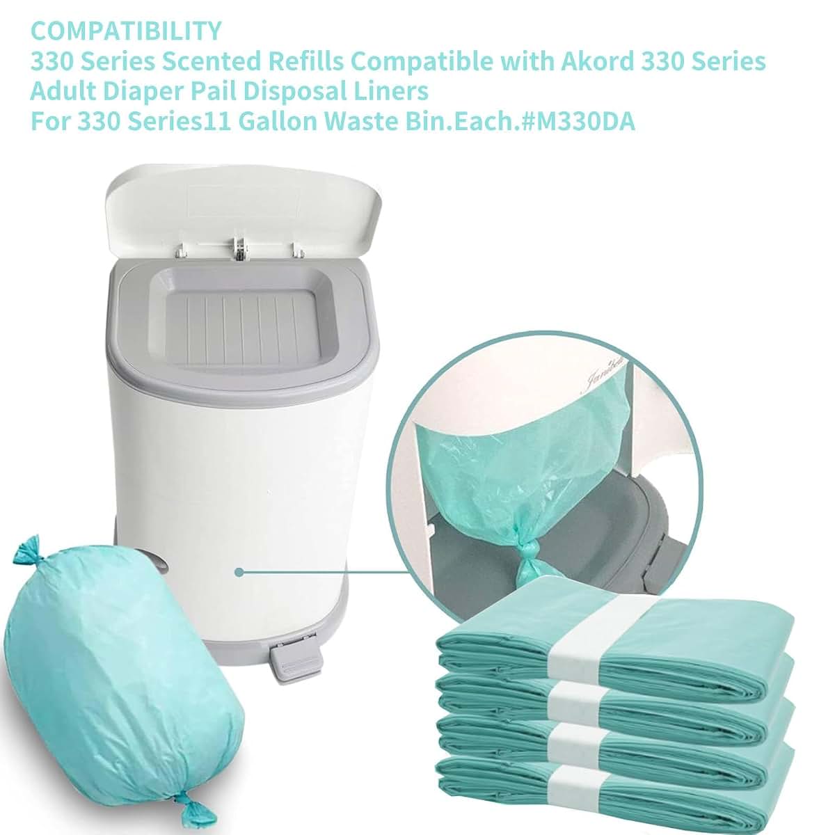 HBUYGF Diaper Pail Liner Refills For Janibell Akord 330 Series, 4-Pack (photo 2)
