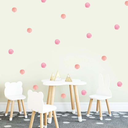 Pink Polka Dot Wall Decals for Nursery and Kids Bedroom Decor
