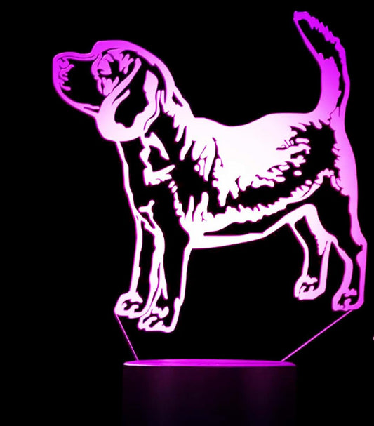 Jinnwell 3D Dog Night Light Lamp Illusion Night Light 7 Color Changing Touch Switch Table Desk Decoration Lamps Gift