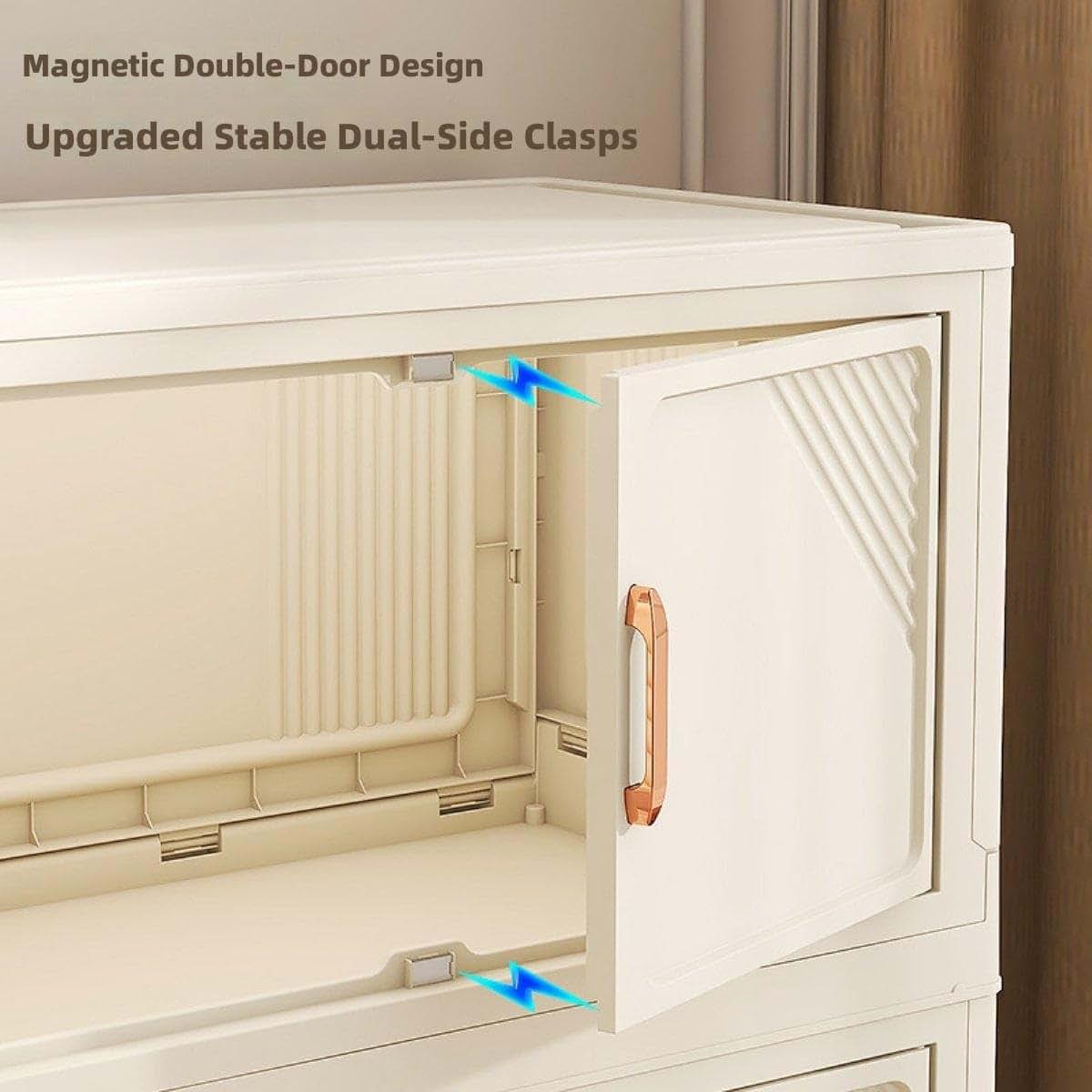 RFQWET Storage Bins Stackable Folding Plastic Storage Containers with Clear Doors and Magnetic Closure for Bedroom (photo 4)