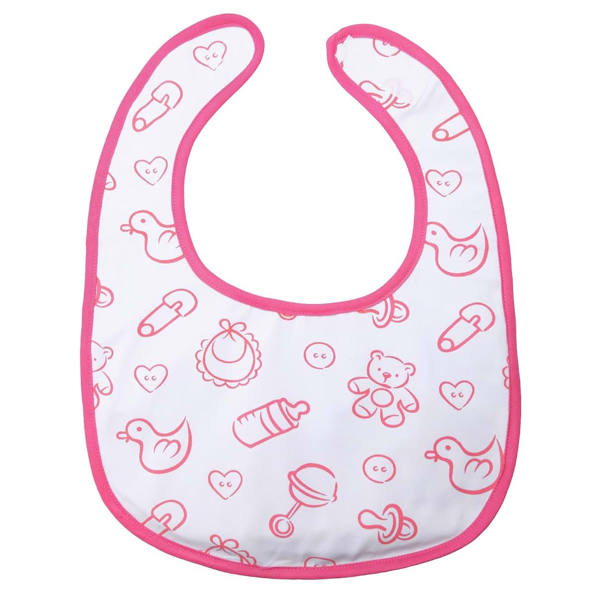 Littleforbig Adult Nursery Pink Printed Cotton Bib With Adjustable Closure