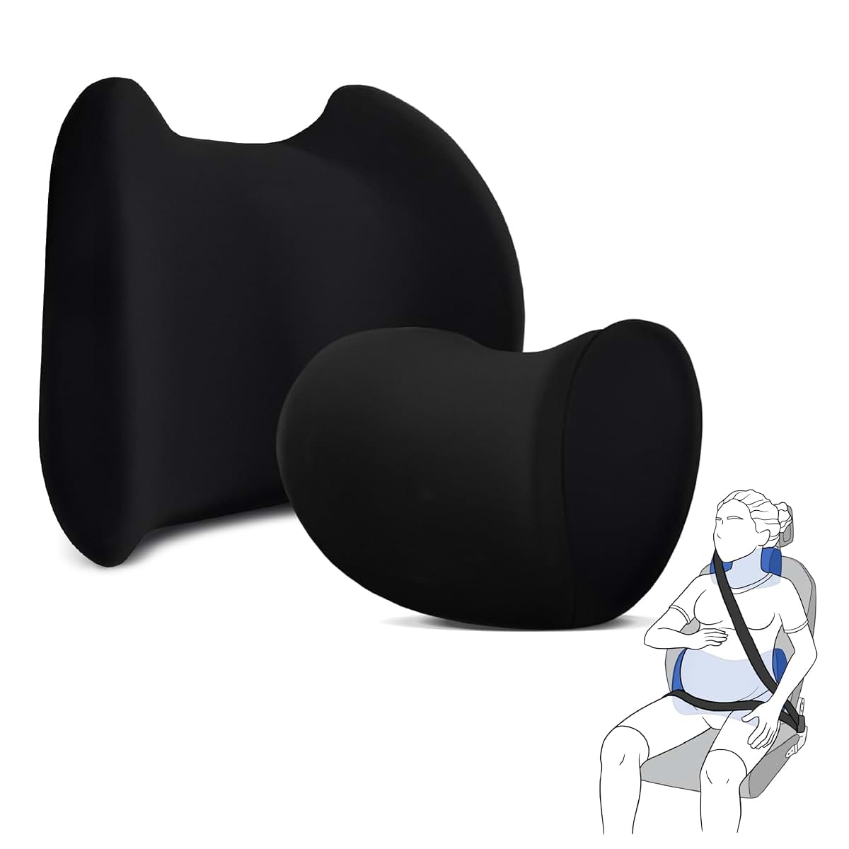 Peaceful Parenting Lumbar & Neck Support Pillow Kit - Adjustable Memory Foam Set