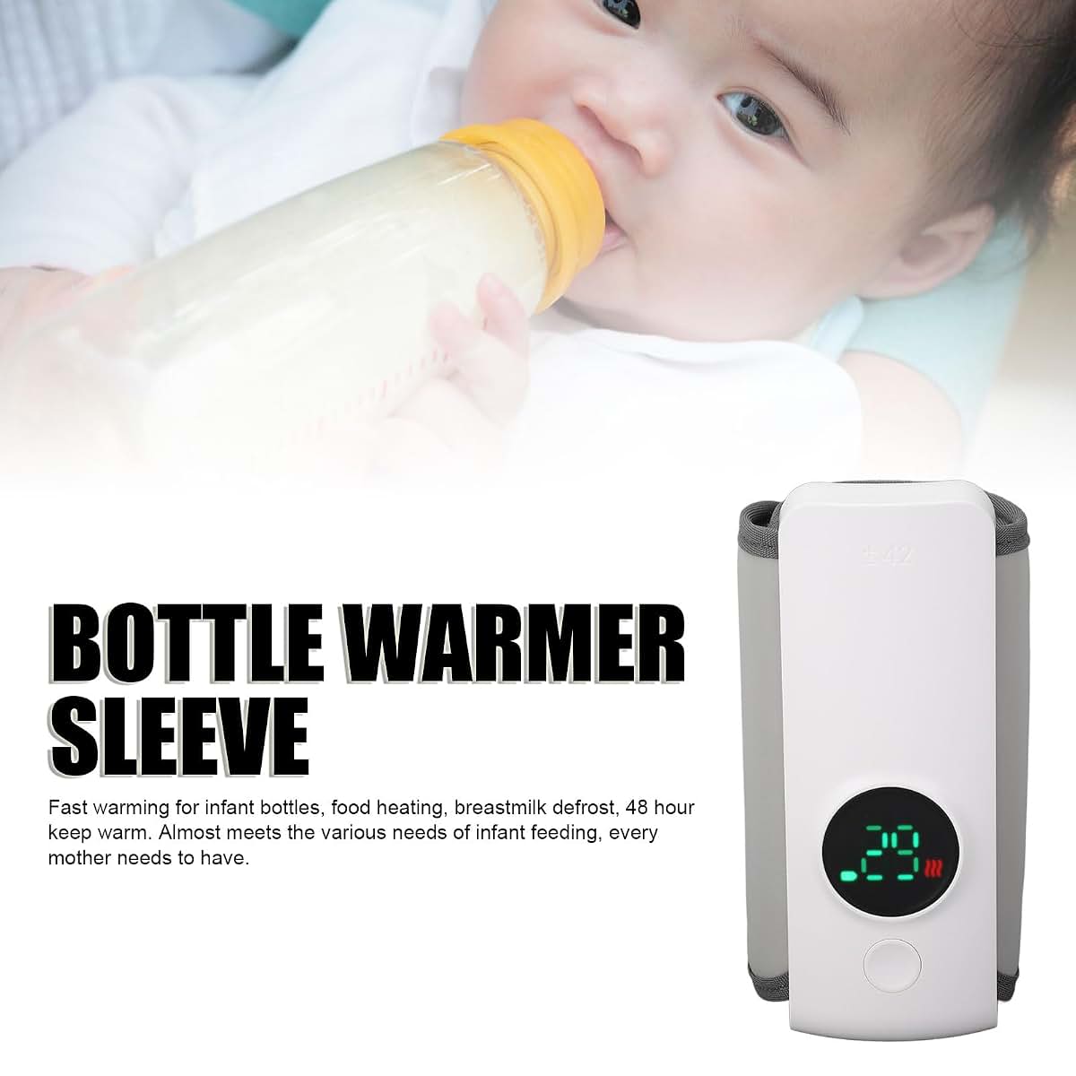 YUEHISY Wireless Bottle Warmer Sleeve, Fast Heating Portable Milk Warmer with 6000mAh Battery