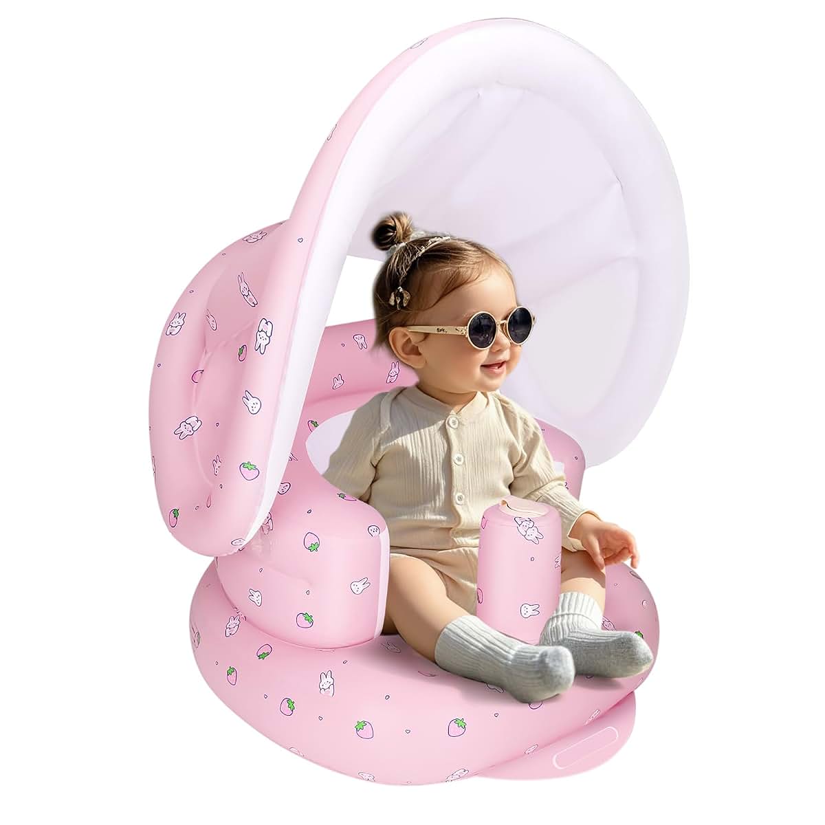 BabyOneStop Inflatable Baby Seat With Detachable Canopy And Built-In Pump