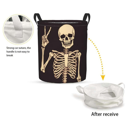 Foruidea Rock And Roll Skull Skeleton Laundry Hamper Storage Basket