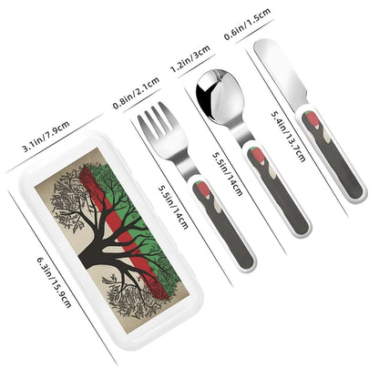 LHDGBNV Kids Silverware Set With Palestinian Flag Design And Storage Case (photo 2)