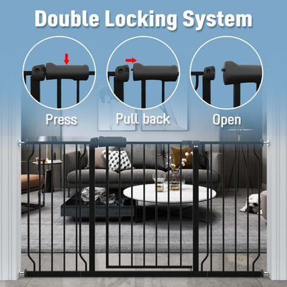 ALLAIBB Extra Wide 52.76-62.2" Pressure Mounted Baby Gate 30" Tall Black (photo 3)