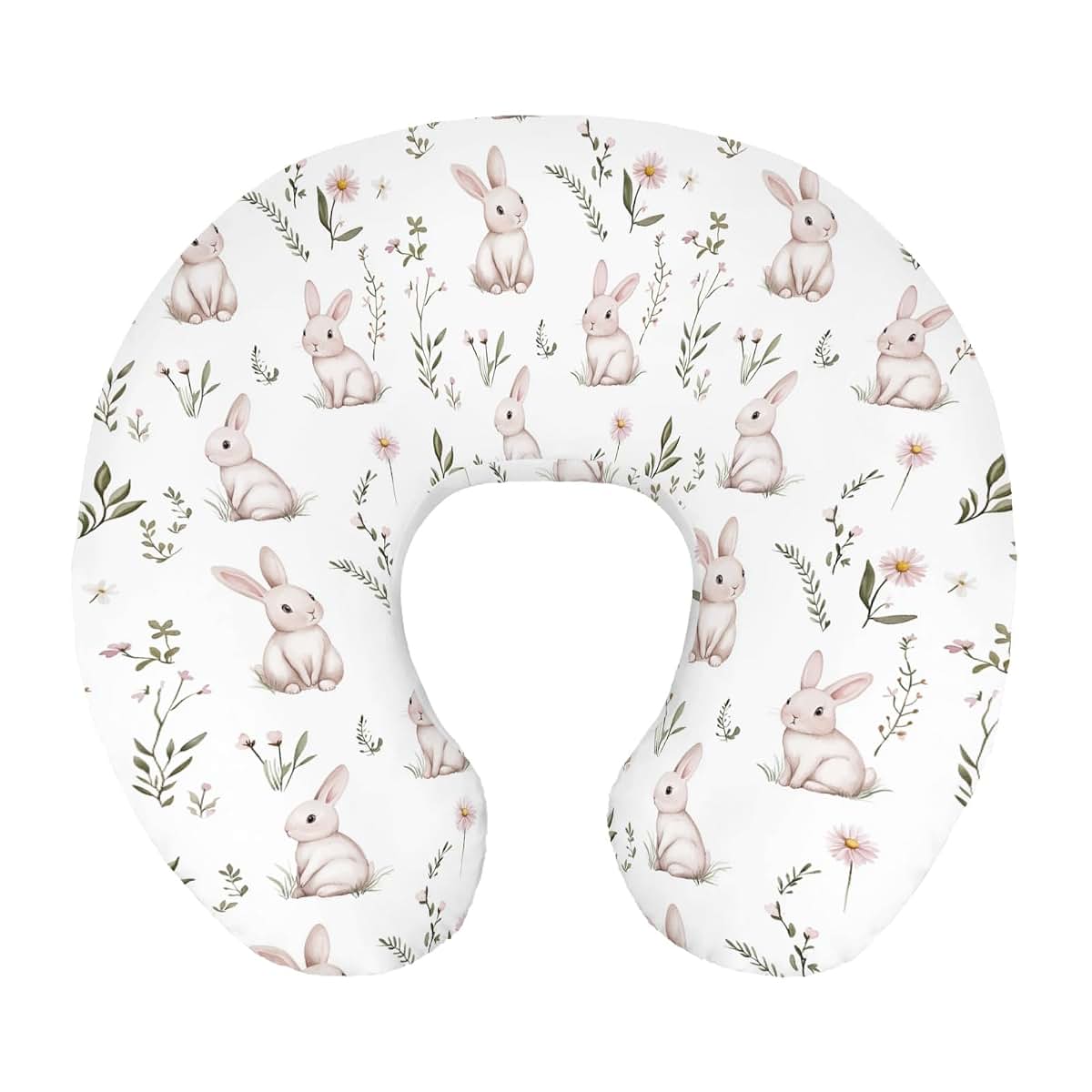 BabyOneStop Bunny Daisy Floral Nursing Pillow Cover for U-Shaped Pillows