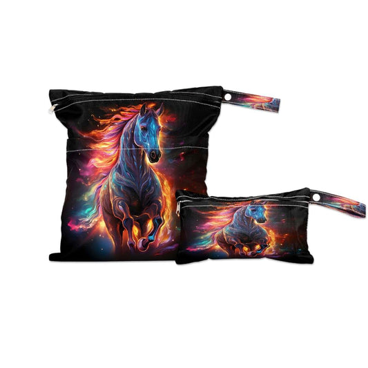 BabyOneStop Colorful Fire Horse Wet Dry Bag Set, Reusable Waterproof Storage