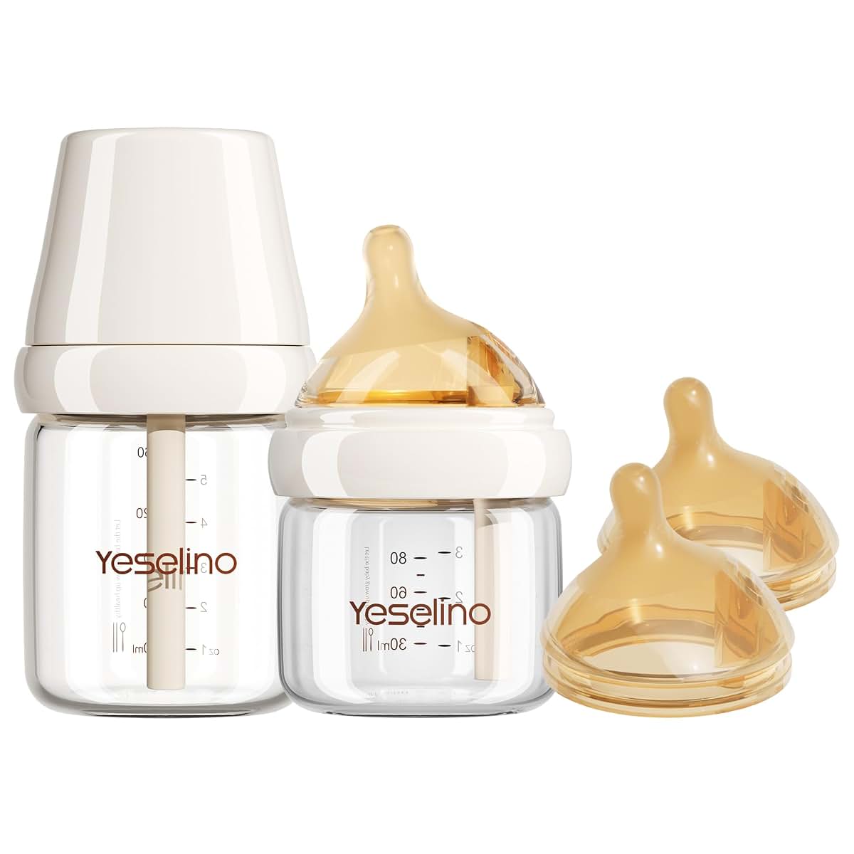Glass Baby Bottle Set with Anti-Colic Vent System
