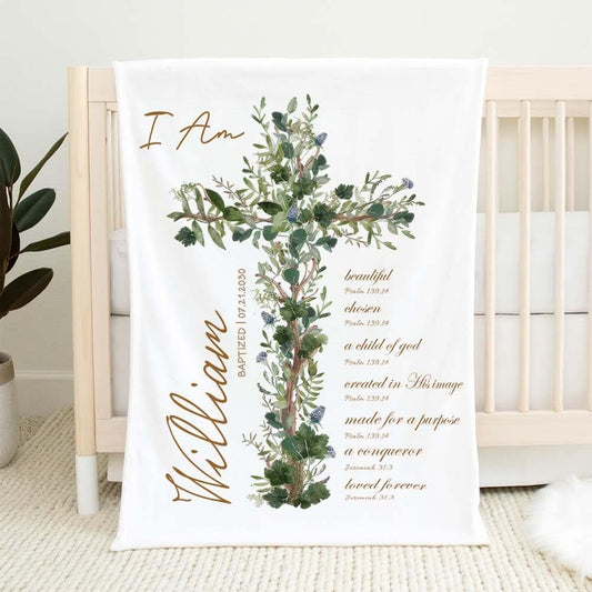 L&NG Christening Present For Baby Boy Or Girl, Personalized Dedication Blankets, Infant Baptism Gift Boy, Custom