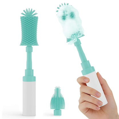 ZTX Push-to-Foam Silicone Bottle Brush Set Blue with Travel Bag