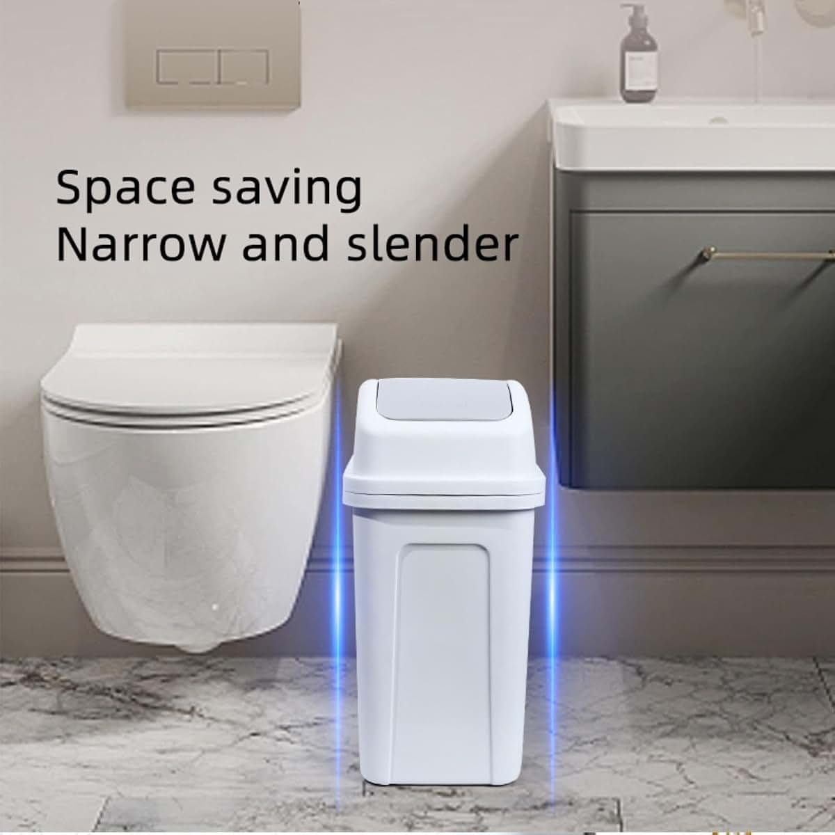 KELINFONG 5.5 Gallon Black Bathroom Trash Can with Swing Lid, Small Slim Compact Plastic Small Garbage (photo 4)