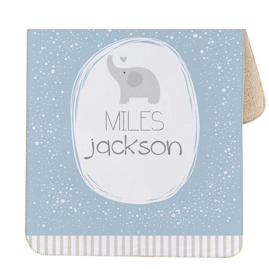 GiftsForYouNow Spotted Stripe Elephant Baby Boy Personalized Sherpa Throw Blanket